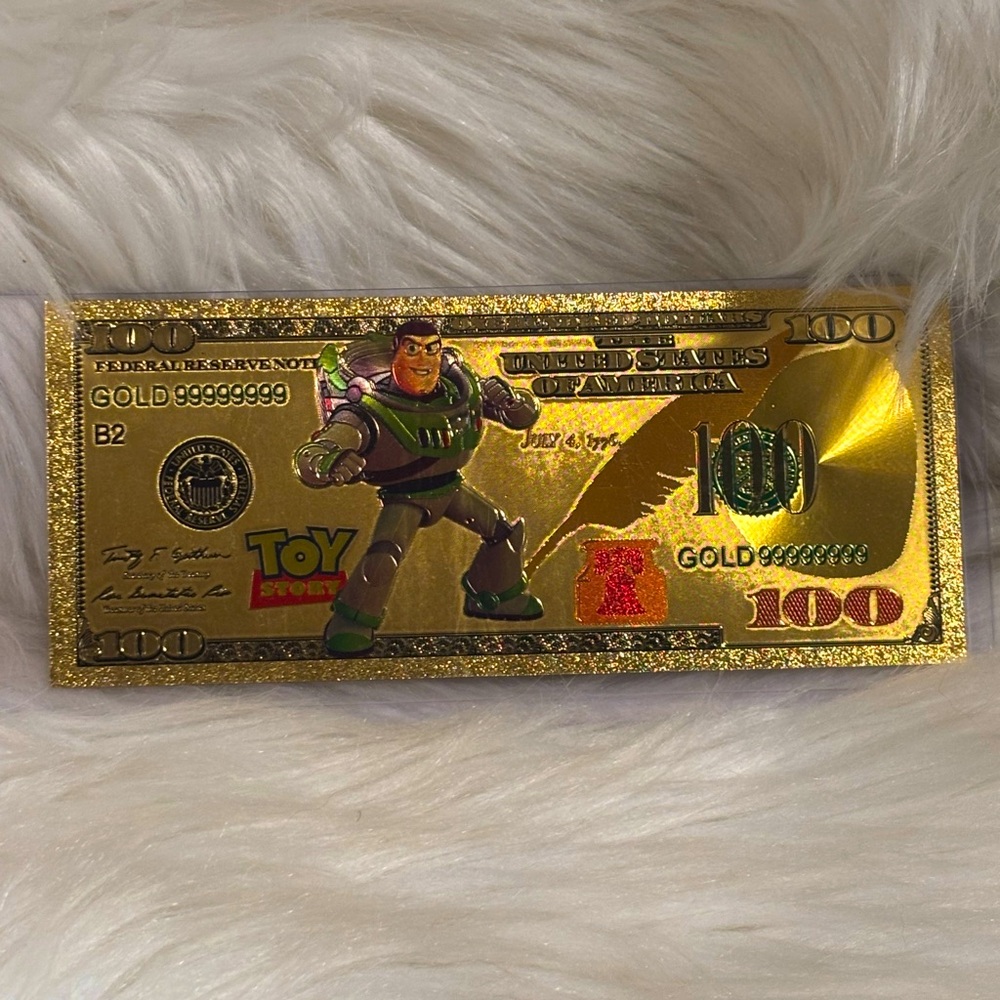 24k gold foil plated Buzz Lightyear Toy Story Banknote Disney Collectible